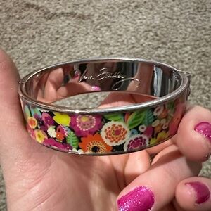 Floral Silver Bangle Bracelet